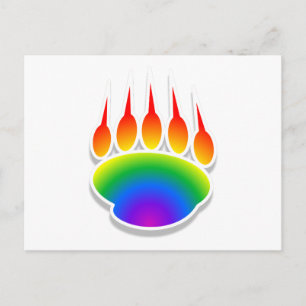 Rainbow Bear Paw Print Postkarte
