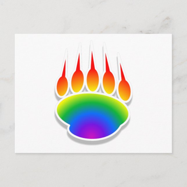 Rainbow Bear Paw Print Postkarte (Vorderseite)