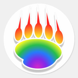 Rainbow Bear Paw Print Runder Aufkleber