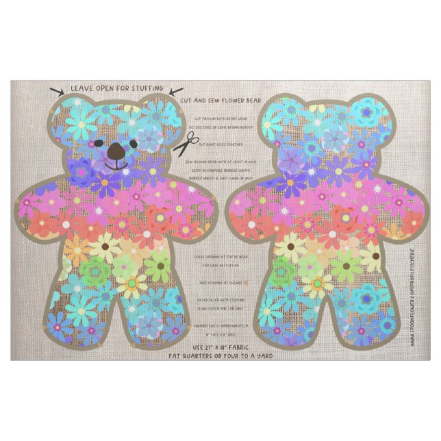 Rainbow Bear Soft Toy Cut and Näh Kit Stoff (Fat Quarter (45,7 x 55,9 cm))