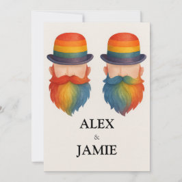 Rainbow Beard & Hat Gay Wedding Einladung