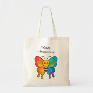 Rainbow Bee Butterfly - Happy Anniversary Tragetasche
