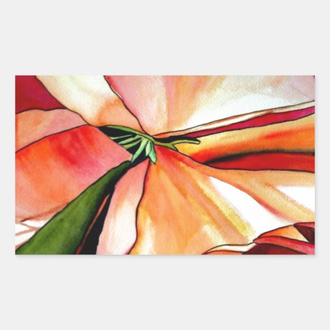 Rainbow Begonia Blume Aquarellkunst Rechteckiger Aufkleber (Vorderseite)
