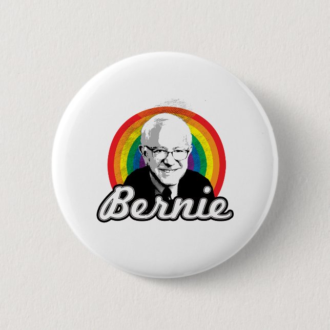 Rainbow Bernie - LGBT-Politik - Button (Vorderseite)