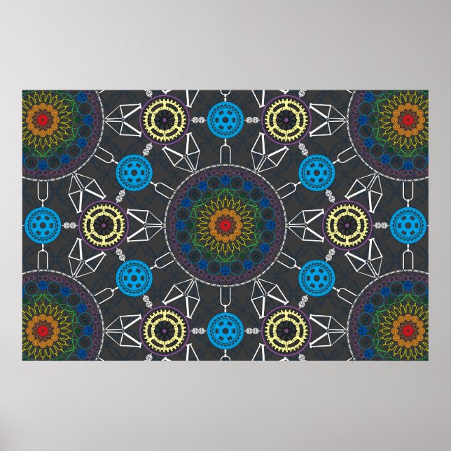 Rainbow Bicycle Mandala Array Poster (Vorne)