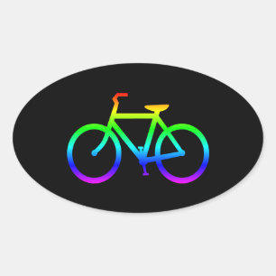 Rainbow Bicycle Ovaler Aufkleber