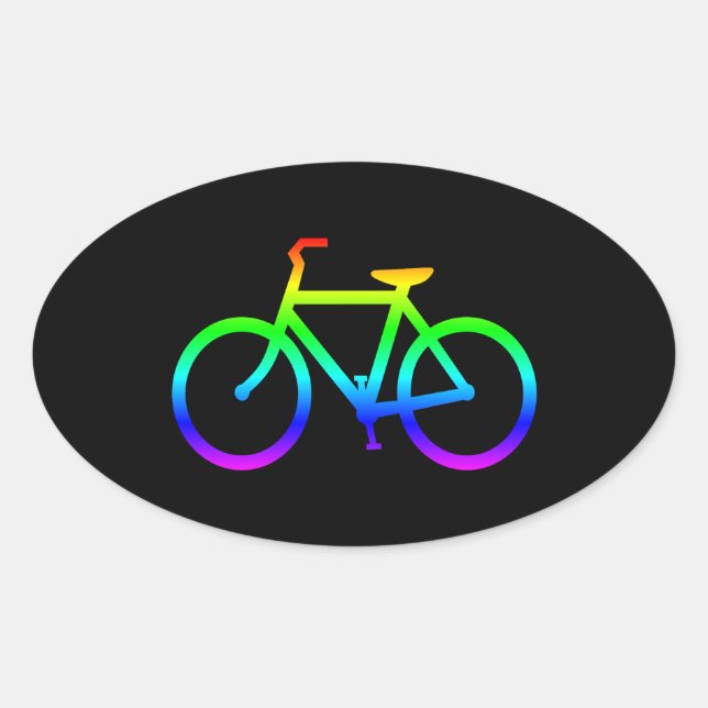 Rainbow Bicycle Ovaler Aufkleber (Vorderseite)