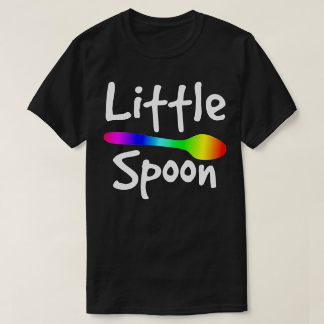 Rainbow Big Spoon Little Spoon Matching Gay Couple T-Shirt (Design vorne)