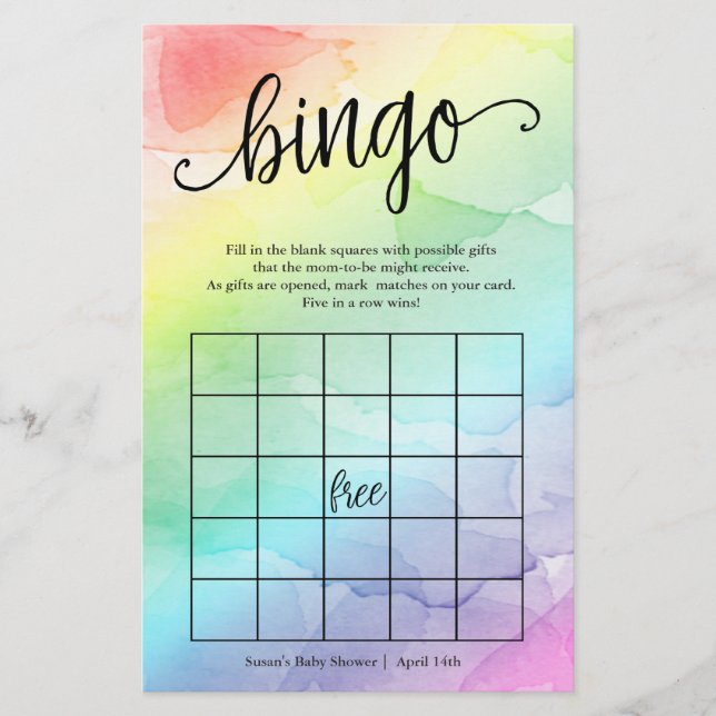 Rainbow Bingo-What's in Purse, 2-in-1 Game Card (Vorderseite)