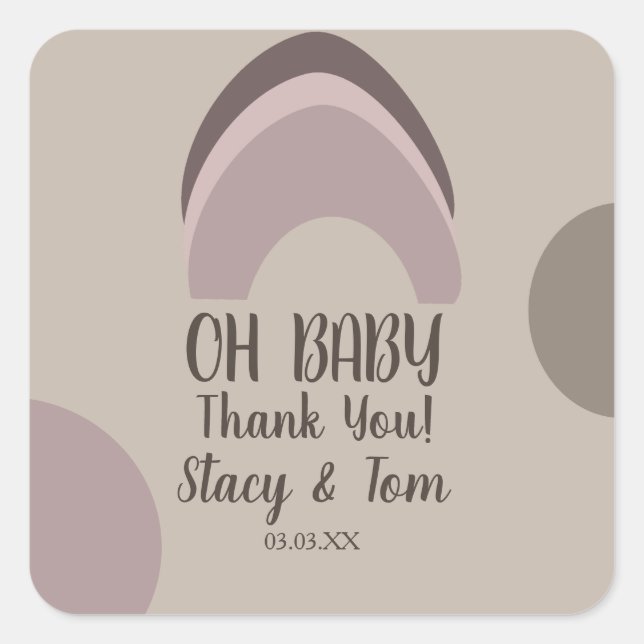 Rainbow Bio Formen Bohemische Babydusche Dank Quadratischer Aufkleber (Vorderseite)