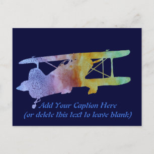 Rainbow Biplane Postkarte