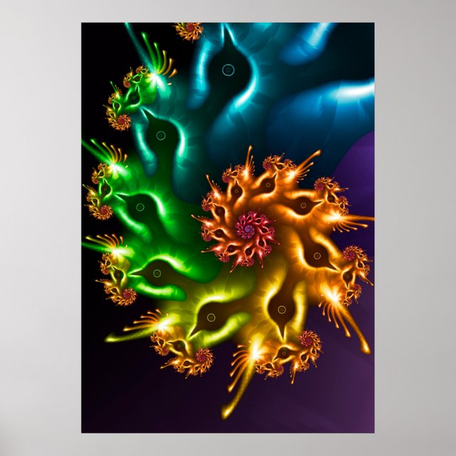 Rainbow-Bird-Fraktal Poster (Vorne)