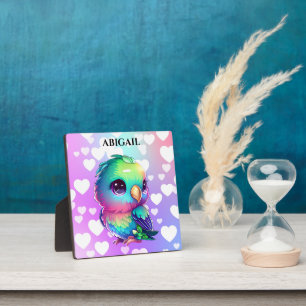 Rainbow Bird & Hearts Pop Art Fotoplatte