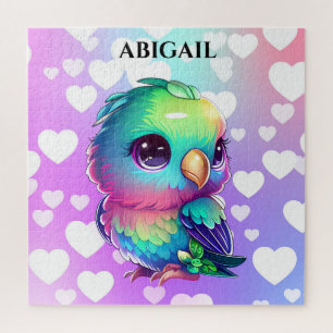 Rainbow Bird & Hearts Puzzle