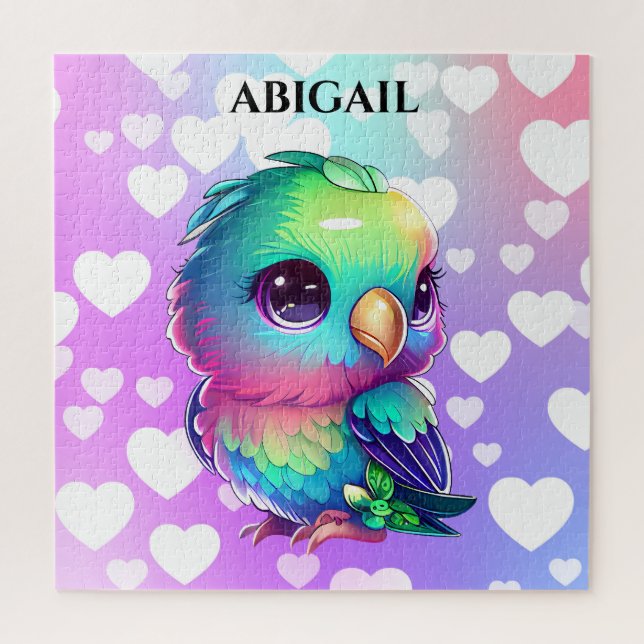 Rainbow Bird & Hearts Puzzle (Vertikal)