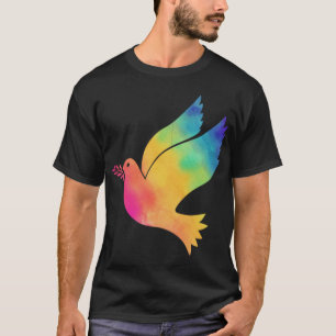 Rainbow Bird Peace Sign Gefärbte Krawatte Pattern T-Shirt