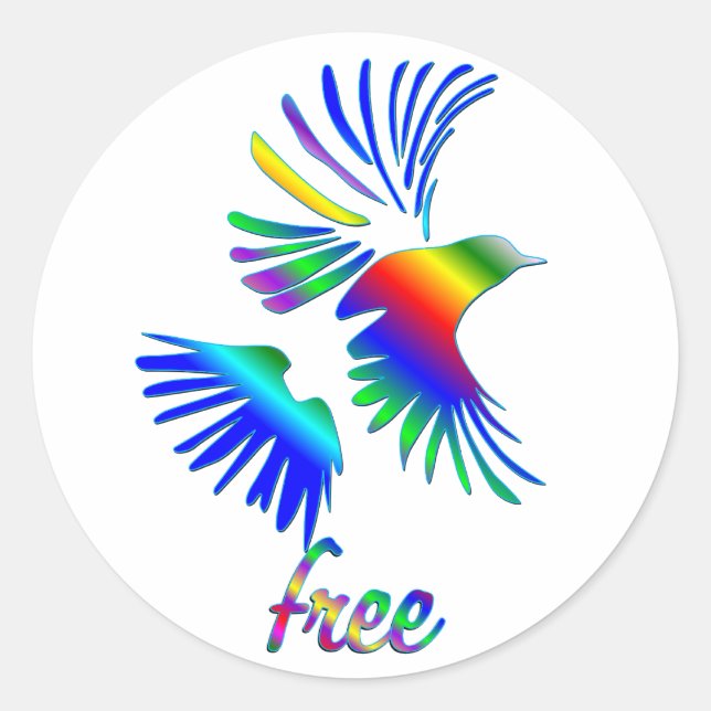 Rainbow Bird Runder Aufkleber (Vorderseite)