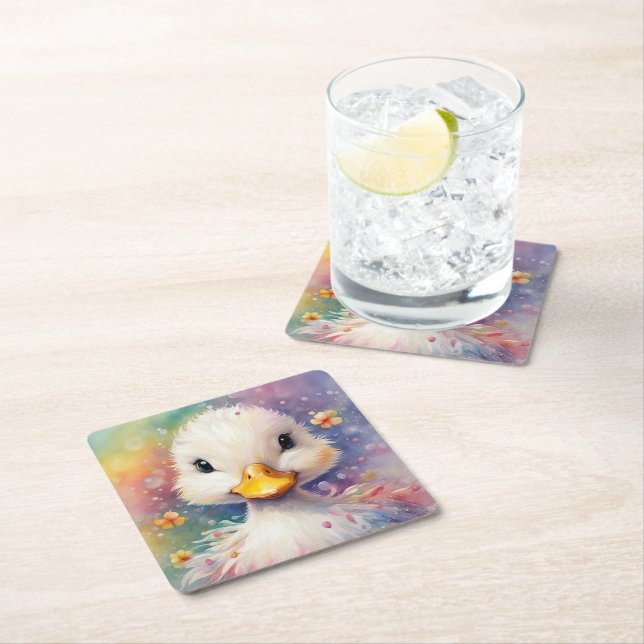 Rainbow Birds Duck 3 Rechteckiger Pappuntersetzer (Vor Ort)