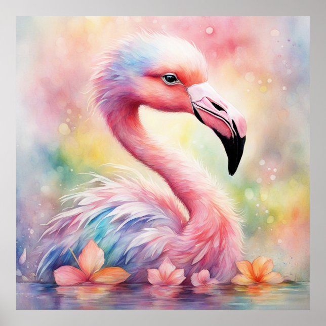 Rainbow Birds Flamingo 1 Poster (Vorne)