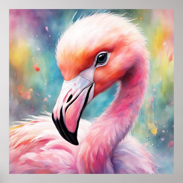 Rainbow Birds Flamingo 2 Poster (Vorne)