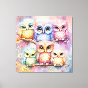Rainbow Birds Owls 3 Leinwanddruck