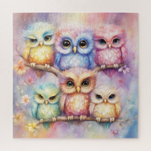 Rainbow Birds Owls 3 Puzzle