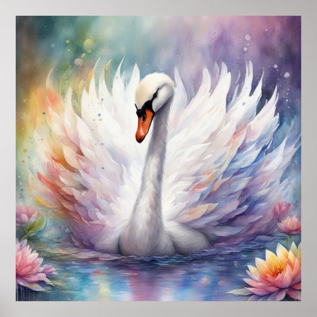 Rainbow Birds Swan 1 Poster (Vorne)