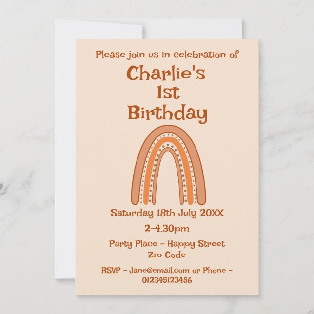 Rainbow Birthday Age Einladung (Vorderseite)