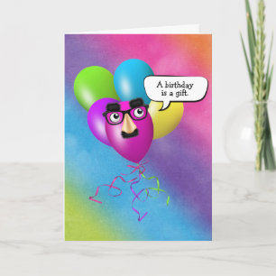 Rainbow Birthday Balloons mit Eyeballs Card Karte