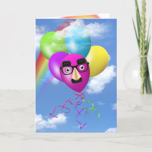 Rainbow Birthday Balloons mit sonniger Aussicht Karte