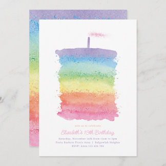Rainbow Birthday Cake Invite, Rainbow 1. Party Einladung