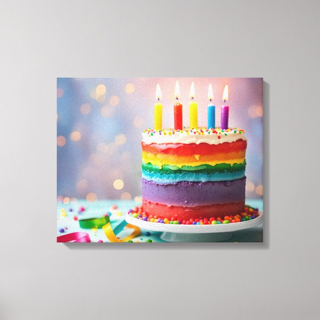 Rainbow Birthday Cake Leinwanddruck (Vorderseite)