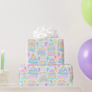 Rainbow Birthday Cake Wrapping Paper Geschenkpapier