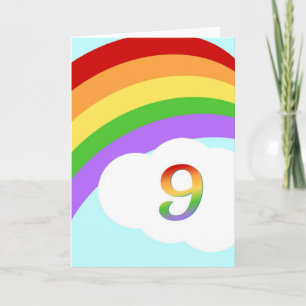 Rainbow Birthday Card für 9 Jahre Karte