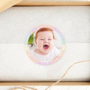 Rainbow Birthday Danke für das kommende Foto Runder Aufkleber