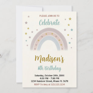 Rainbow Birthday Einladung