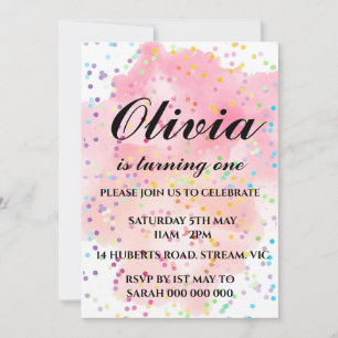 Rainbow Birthday Einladung farbenfrohe Wasserfarbe