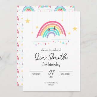 Rainbow Birthday Einladung für Girls Boho Rainbow