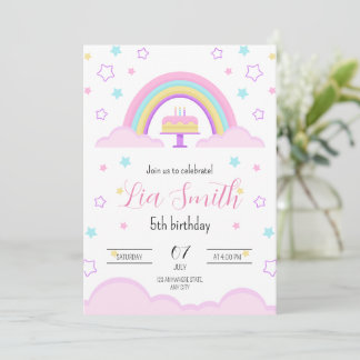 Rainbow Birthday Einladung für Girls Boho Rainbow