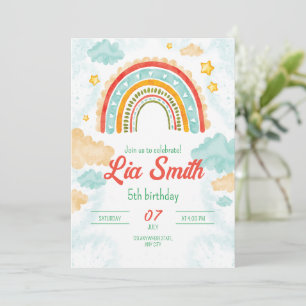 Rainbow Birthday Einladung für Girls Boho Rainbow
