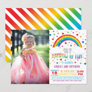 Rainbow Birthday Einladung mit Foto