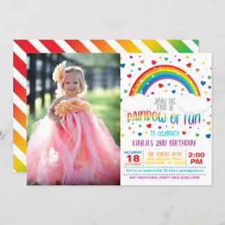 Rainbow Birthday Einladung mit Foto 
