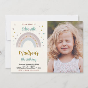 Rainbow Birthday Einladung mit Foto