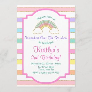 Rainbow Birthday Einladung Pink Girl Einladung