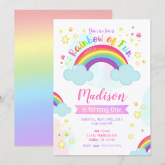 Rainbow Birthday Einladung, Regenbogen des Spaß Einladung