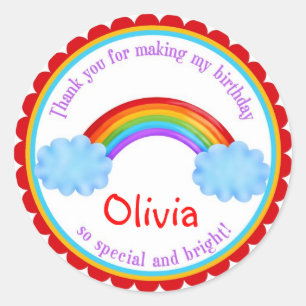 Rainbow Birthday Gefallen Aufkleber