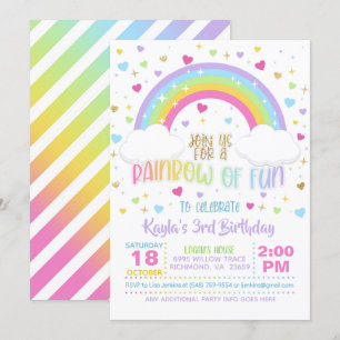 Rainbow Birthday Invasion - Girl Pastel Einladung