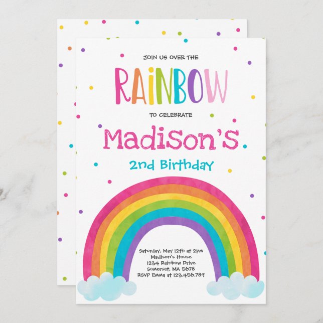 Rainbow Birthday Invasion Hell Rainbow Party Einladung (Vorne/Hinten)