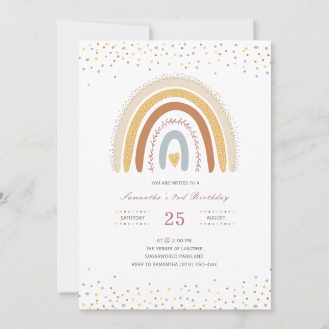 Rainbow Birthday Invitation Girls Einladung (Vorderseite)