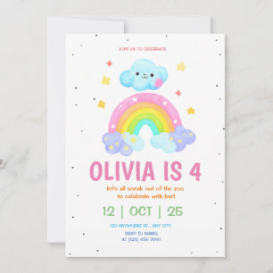 Rainbow Birthday Invitation Girls Rainbow Party Einladung